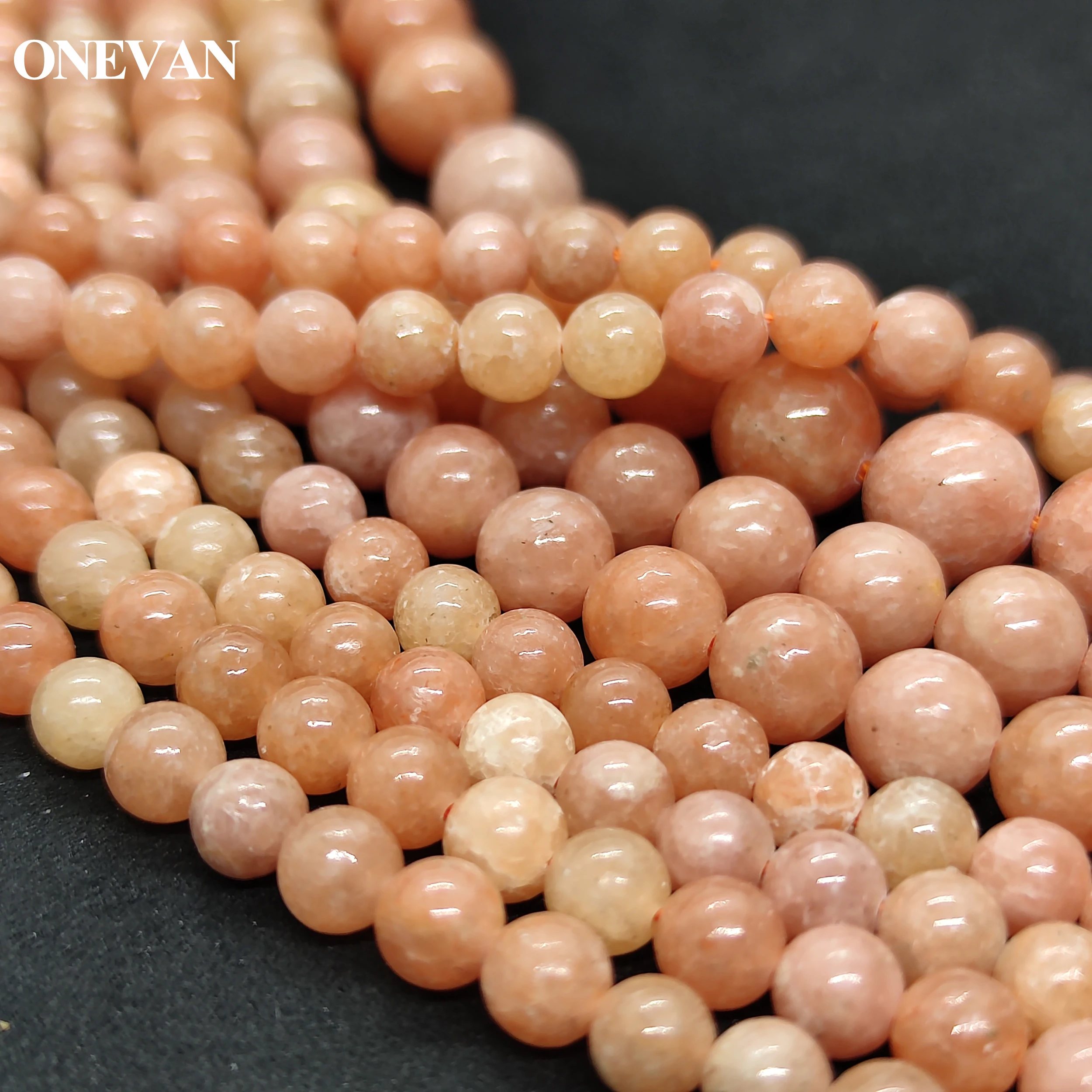 

ONEVAN Natural Peach Calcite Beads 6mm Smooth Loose Round Stone Bracelet Necklace Jewelry Making Diy Accessories Design
