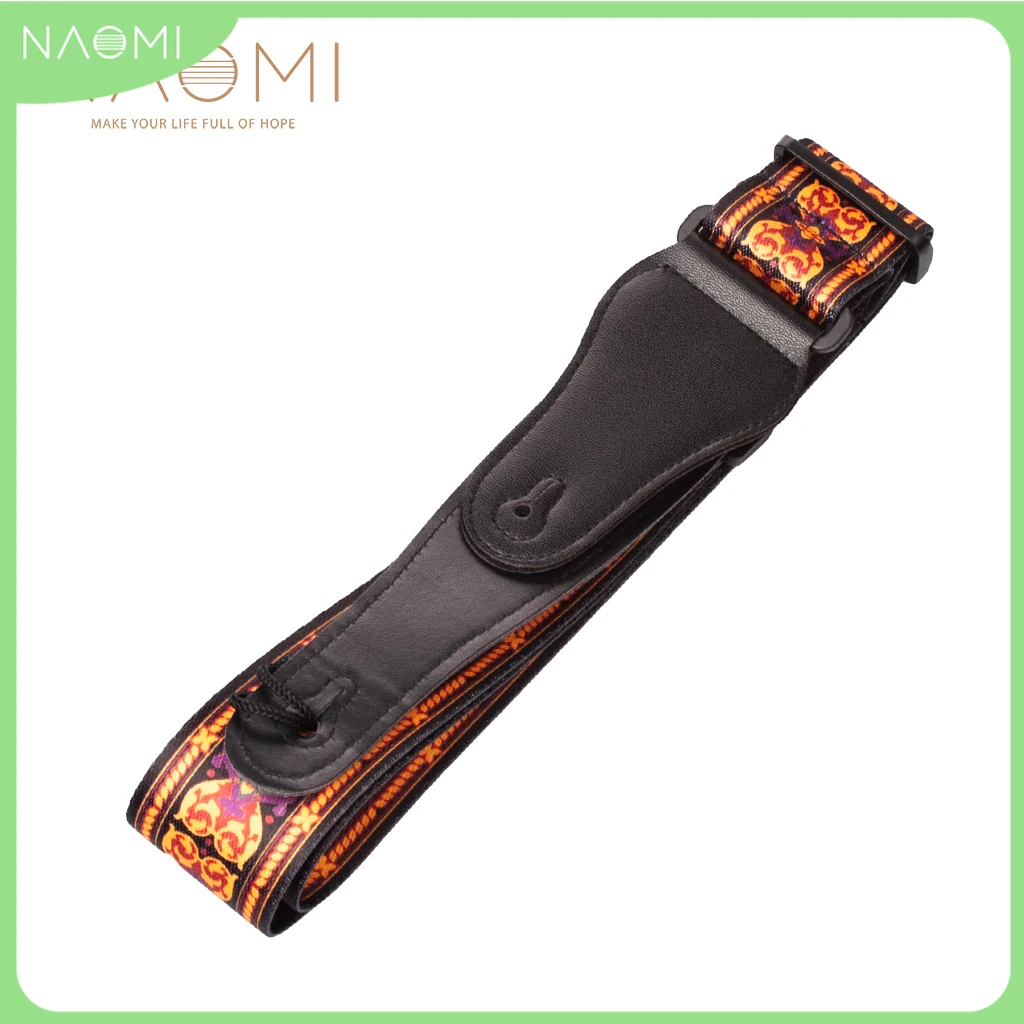 

NAOMI Adjustable Guitar Strap Shoulder Belt For Acoustic/ Electric Guitar Bass Soft Nylon Webbing Belt With Leather Ends