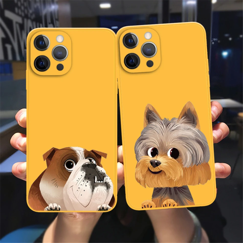 

Pug Dog French Bulldog Shockproof Phone Case for IPhone 12 11 13 14 Pro Max 7 14Plus X XR XSMAX Yellow Couple Lover Friends case