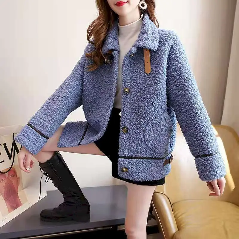 

2021 Winter Thicken Warm Teddy Fur Jacket Coat Women Casual Fashion Lamb Faux Fur Overcoat Fluffy Cozy Loose Outerwear Female