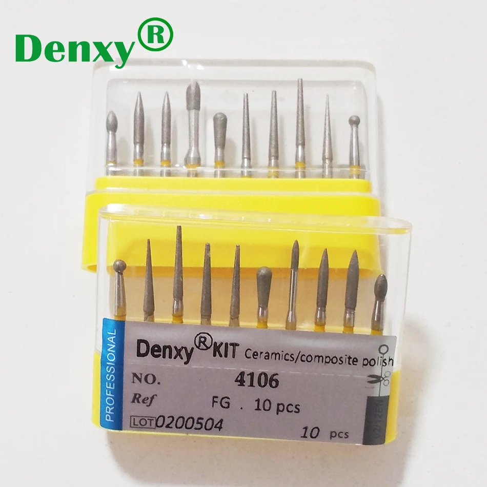 Denxy 20 шт./лот #4106 Стоматологические алмазные боры новые набор алмазных бортиков