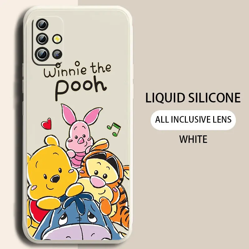 

Winnie the Pooh Phone Case For Xiaomi Redmi Note 11T 11 11S 10T 10 9T 9S 9 8T 8 7 6 5 Pro Liquid Rope Funda Cover Soft Back Capa
