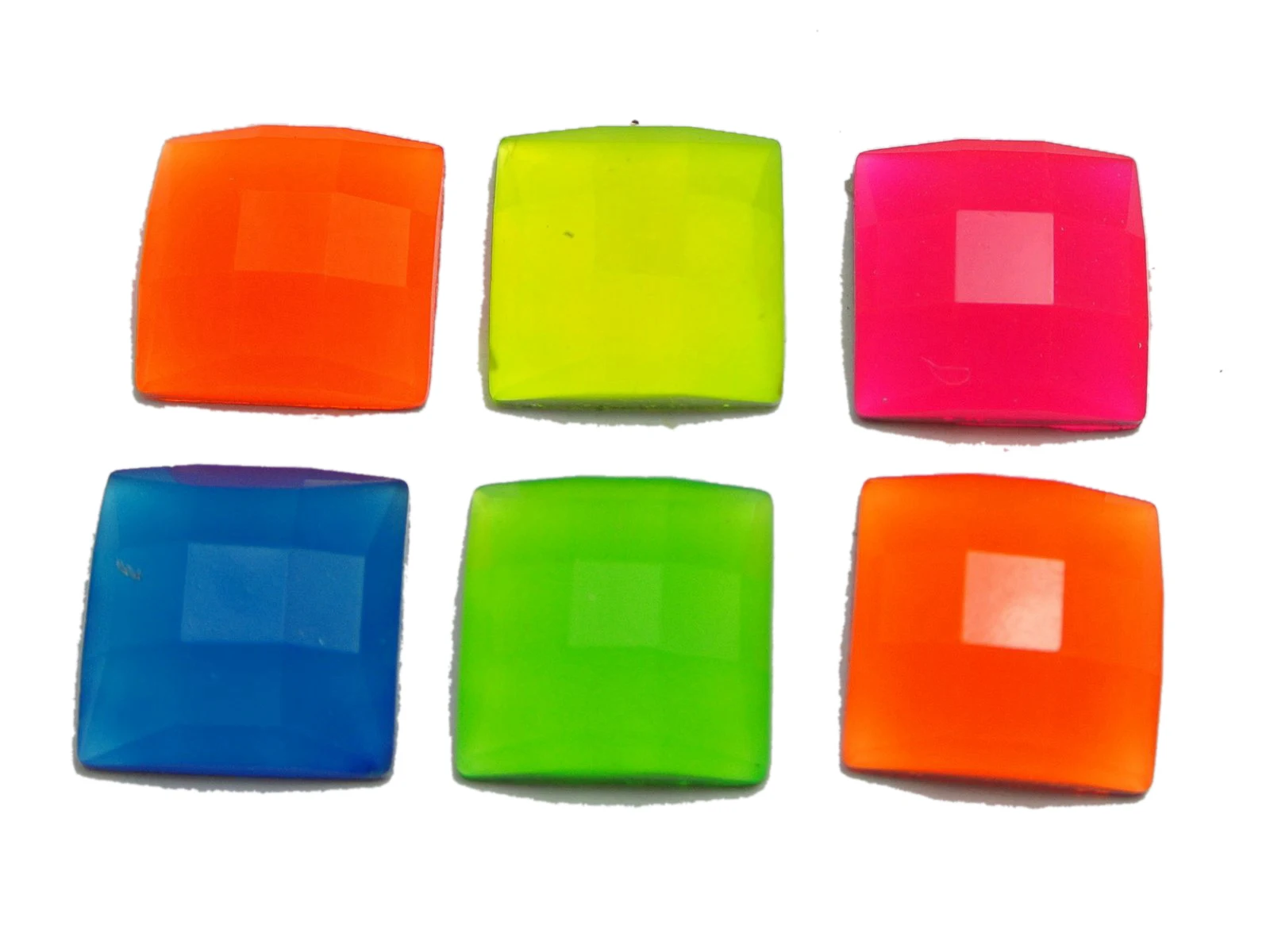 

50 Mixed Neon Color Flatback Acrylic Square Rhinestone Gems 14X14mm No Hole
