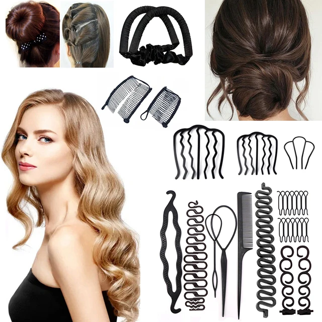 

Braiding Hair Donut Bun Maker Women Girls DIY Hair Accessories Soft Roller Curler Hair Clip Comb Hairpins Styling Tools