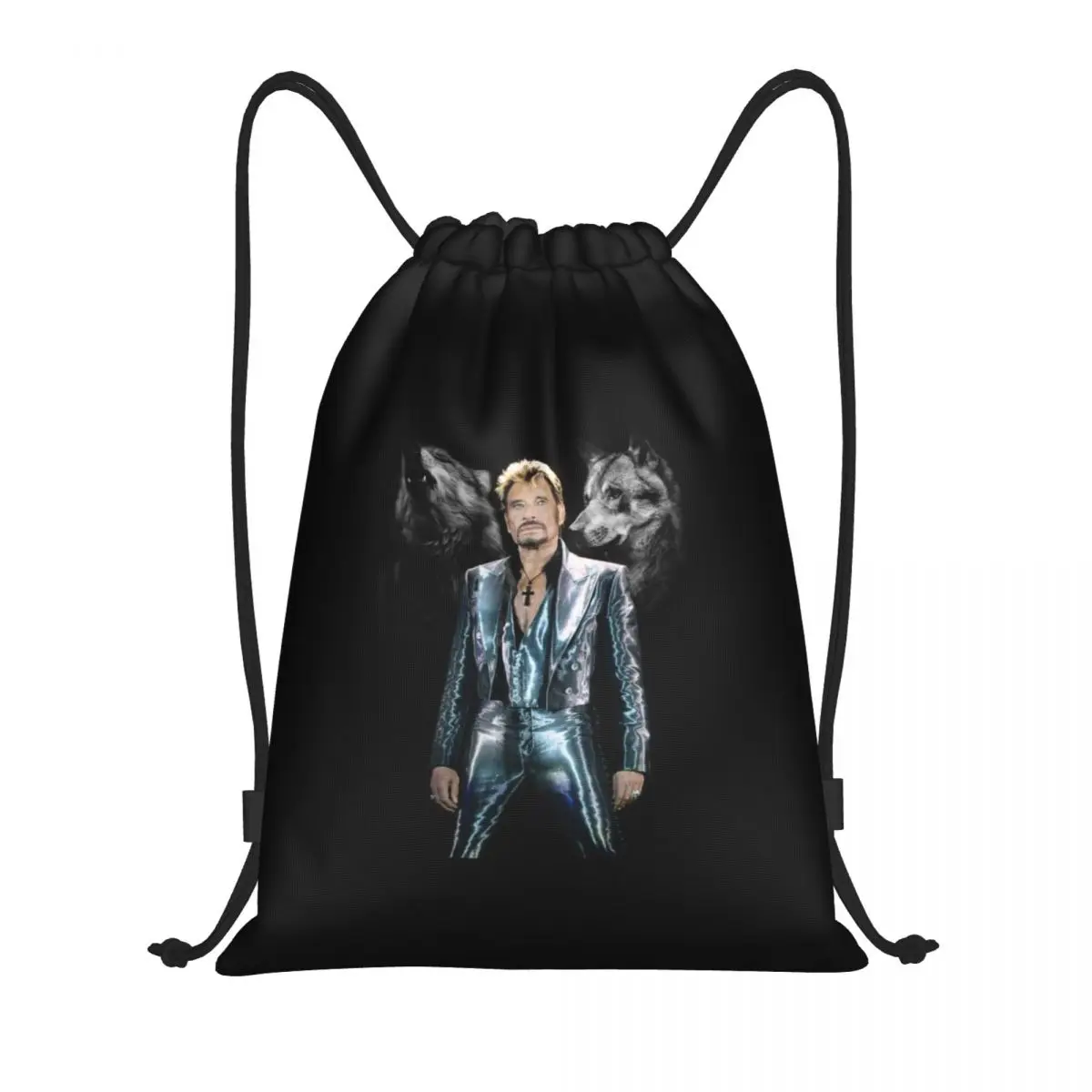 

Custom Johnny Hallyday With Drawstring Bag for Shopping Yoga Backpacks Women Men French Rock Singer Sports Gym Sackpack