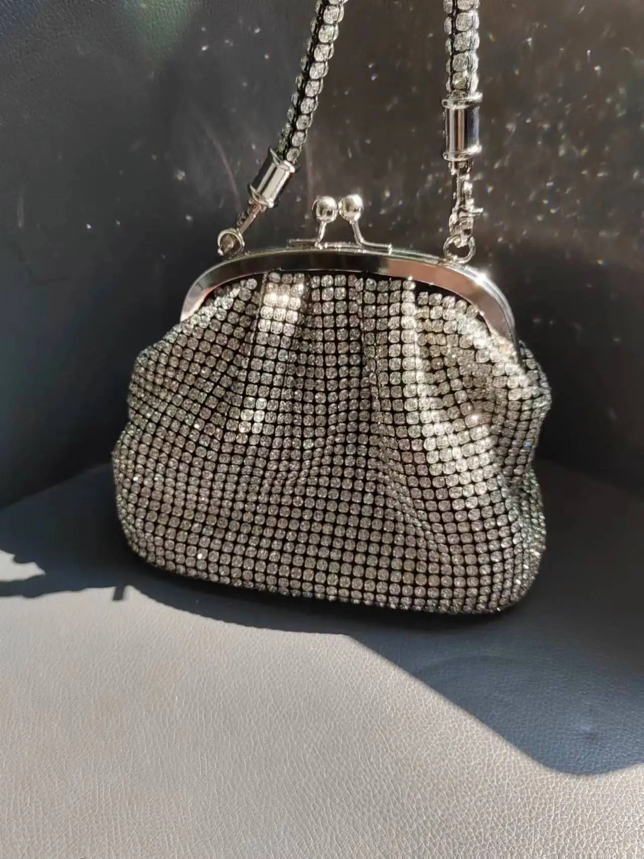 2024 Блестящий серебряный клатч Diomand кошелек свадебная сумка сверкающие сумки
