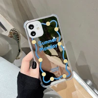cute simple summer makeup mirror clear phone case for iphone 13 11 12 pro max x xr xs max mini 7 8 plus shockproof cartoon cover