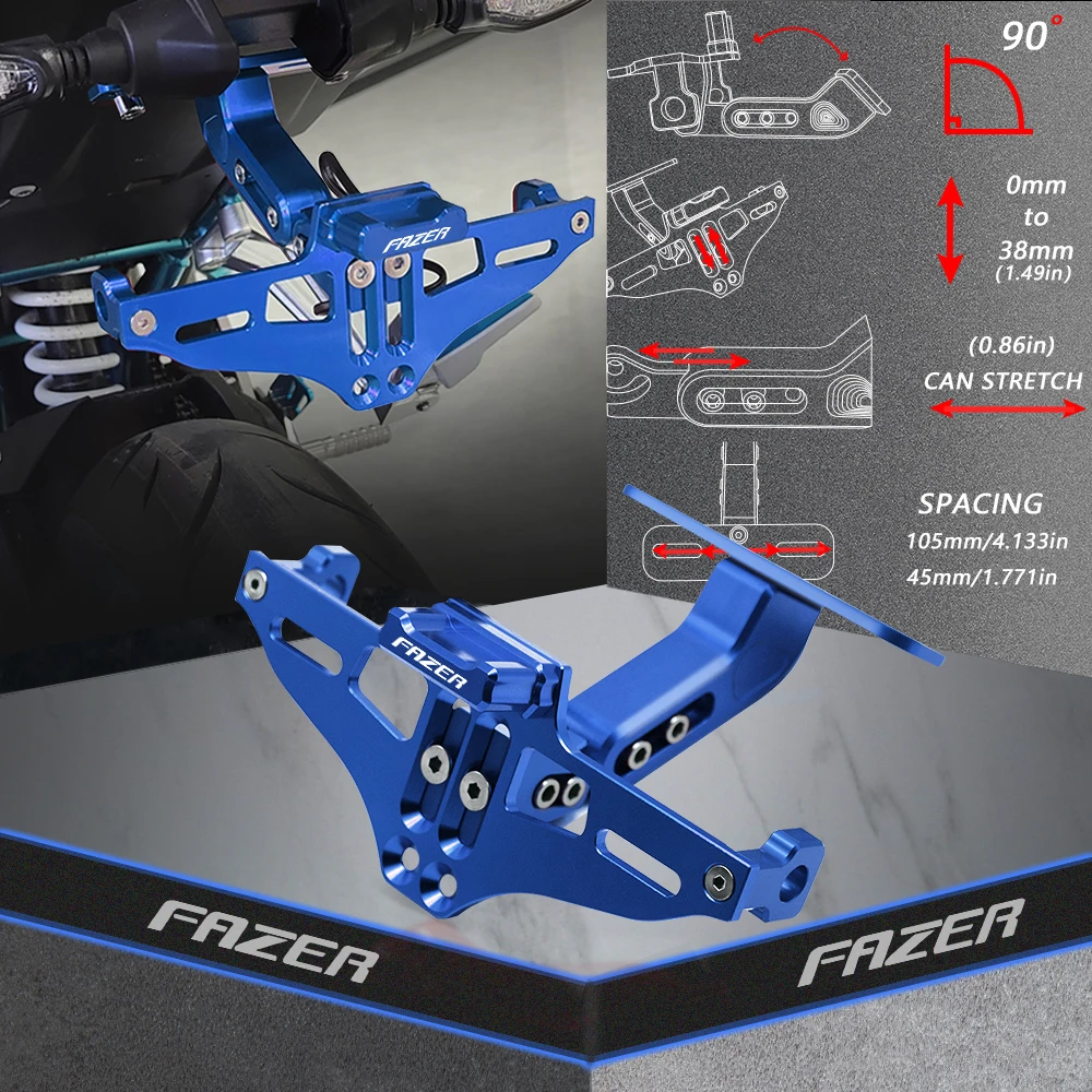 

FZ6 FAZER Adjustable Bracket Licence Plate Holder Frame Number Plate For YAMAHA FZ6 FAZER 2004 2005 2006 2007 2008 2009 2010