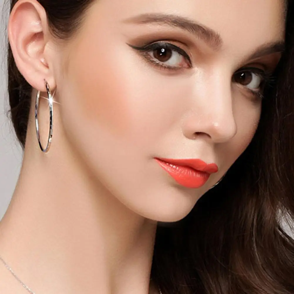 

Hoop Earrings Rhombus Texture Female Girls Ladies Hoop Earrings Jewelry Accessories Gift Circle Earrings for Banquet