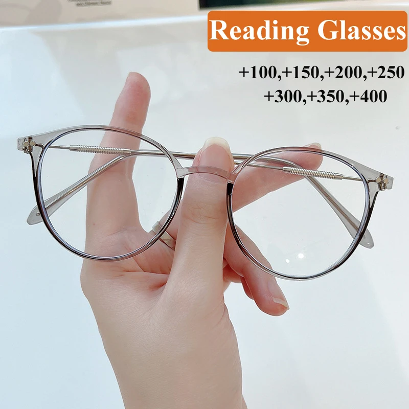 

Очки для чтения с круглой оправой для мужчин и женщин, роскошные аксессуары для дальнозоркости с защитой от сисветильник, готовые к близорукости, с диоптриями от 0 до + 4,0