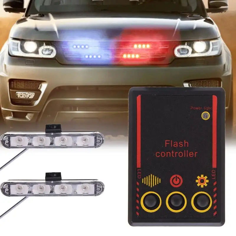 

Car Grill LED Polices Light Strobe Red Blue Emergency Wireless Remote Control Warning Lamp Multi Mode Dazzling Flash Light