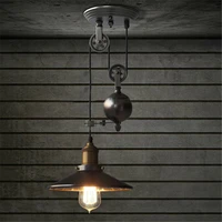 black rustic lamp pulley pendant lights dinning room bedroom kitchen island pendant lamp e27 edison bulb ceiling hanging lamp
