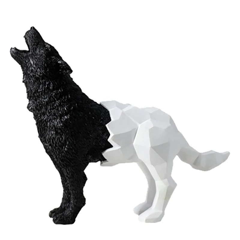 

Abstract Geometric Style Resin Wolf Statue Animal Figurine Home Decor Office Desktop Living Room Decoration