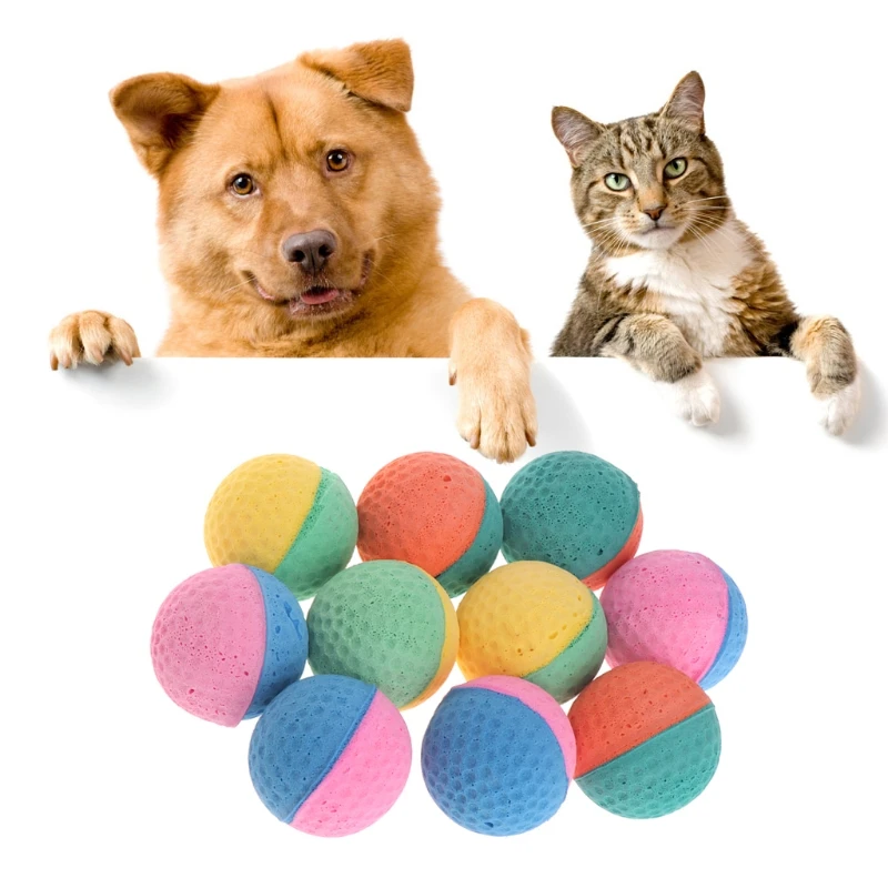 

10 Pcs Pet Toy Latex Balls Colorful Chew For Dogs Cats Puppy Kitten Soft Elastic