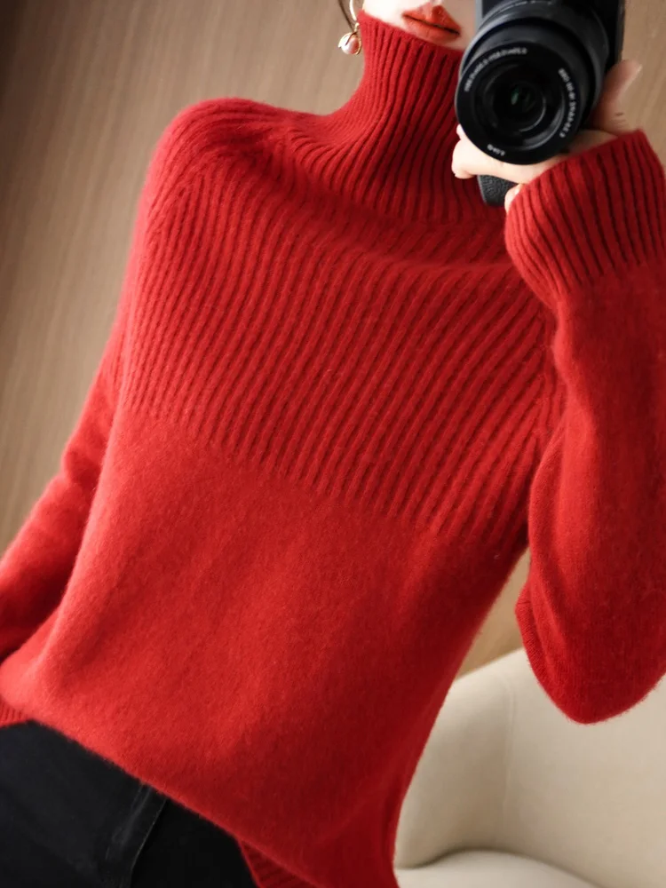 Soft Glutinous Turtleneck Inner wear Sweater Women Autumn and Winter New Fashionable Western Sle Pile Collar No Pilling Kni...