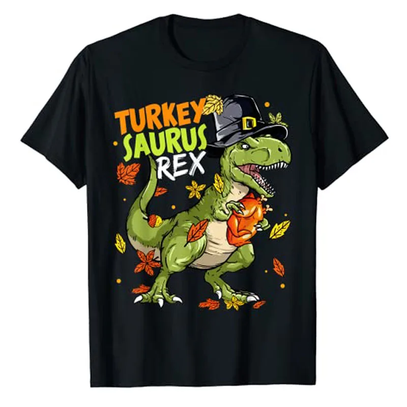 

Turkey Saurus Rex Funny Dinosaur T Rex Thanksgiving T-Shirt Gifts Cute Dino Printed Graphic Tee Tops Dinosaurs Lover Clothes