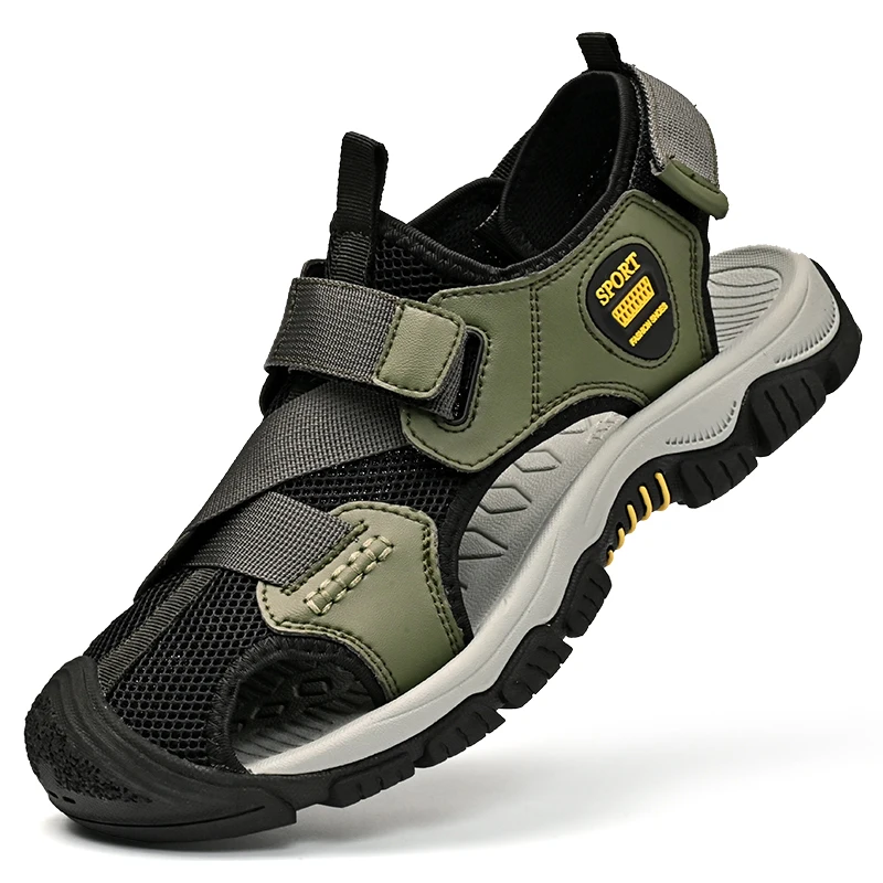 Мужские летние сандалии новые модные мужские уличные из натуральной кожи