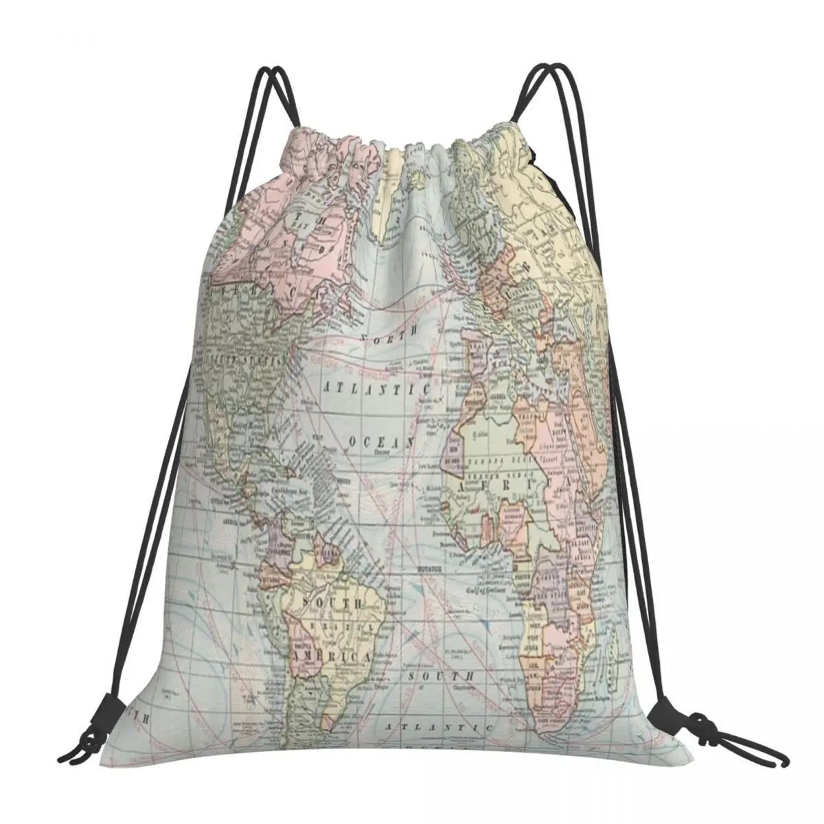

Vintage World Map 1901 Drawstring Bags Backpacks Travel Fabric Bag Man Backpack Shoe Bag For Children