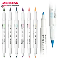 25 colors japan zebra double headed highlighter wft8 brush soft note marker pen thickness dual use stationery art supplies