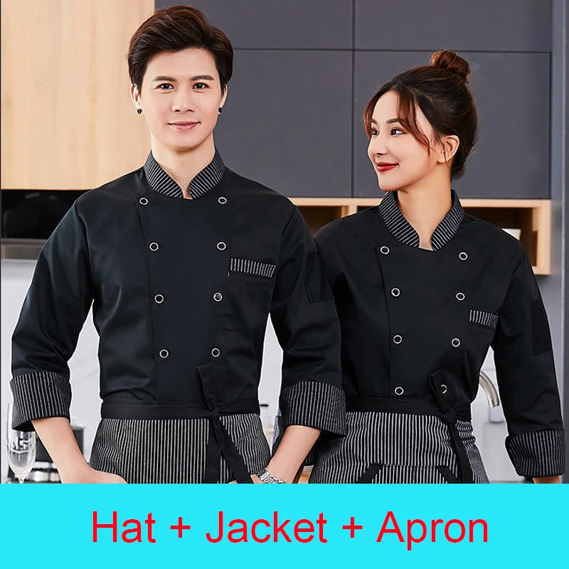 

Куртка для шеф-повара и кухонная одежда с длинным рукавом для западного ресторана отеля женская шляпа для приготовления пищи защита от загрязнений для бара кафе половина фартука для мужчин