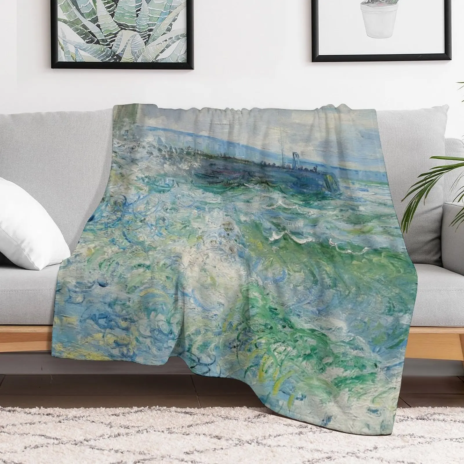 Одеяло La Jetee de Fecamp Par Gros Temps Клод Моне теплые мягкие большие одеяла