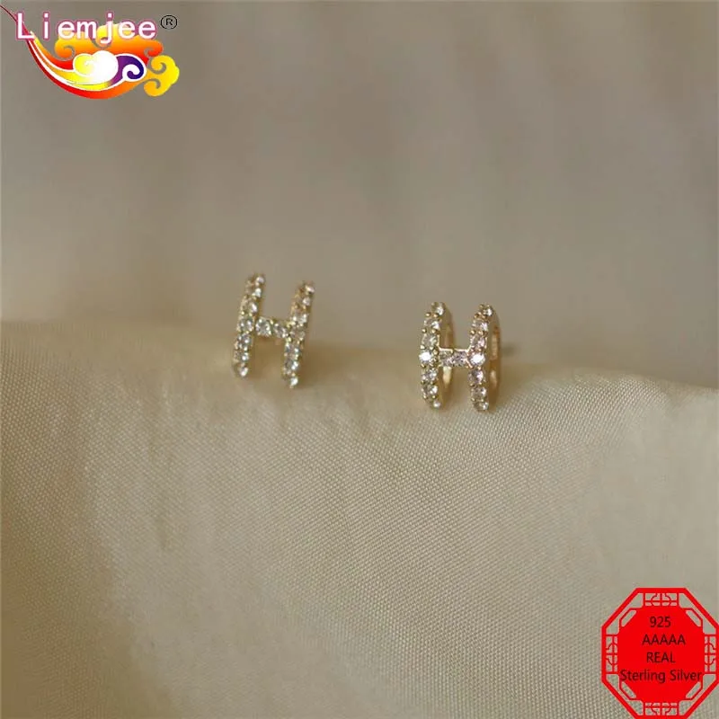 

Liemjee 925 Sterling Silver Letter H Zircon Earrings Fashion Party Jewelry Accessories For Women Feature Charm Girlfriend Gift