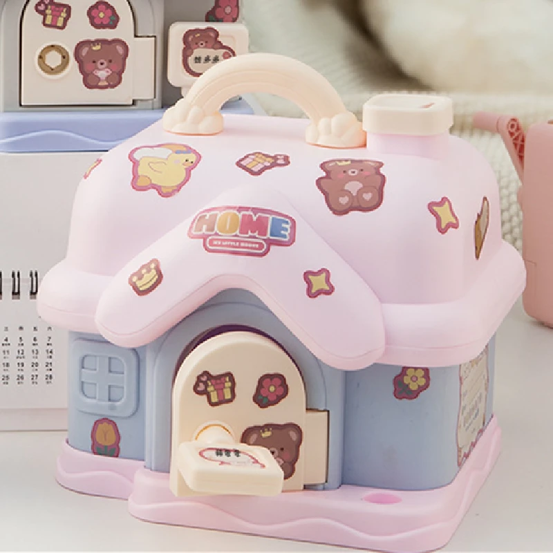 

Копилка большой емкости с ключом, милый маленький дом, мультяшный детский ящик для хранения наличных и монет, игрушки для дома, детской комн...