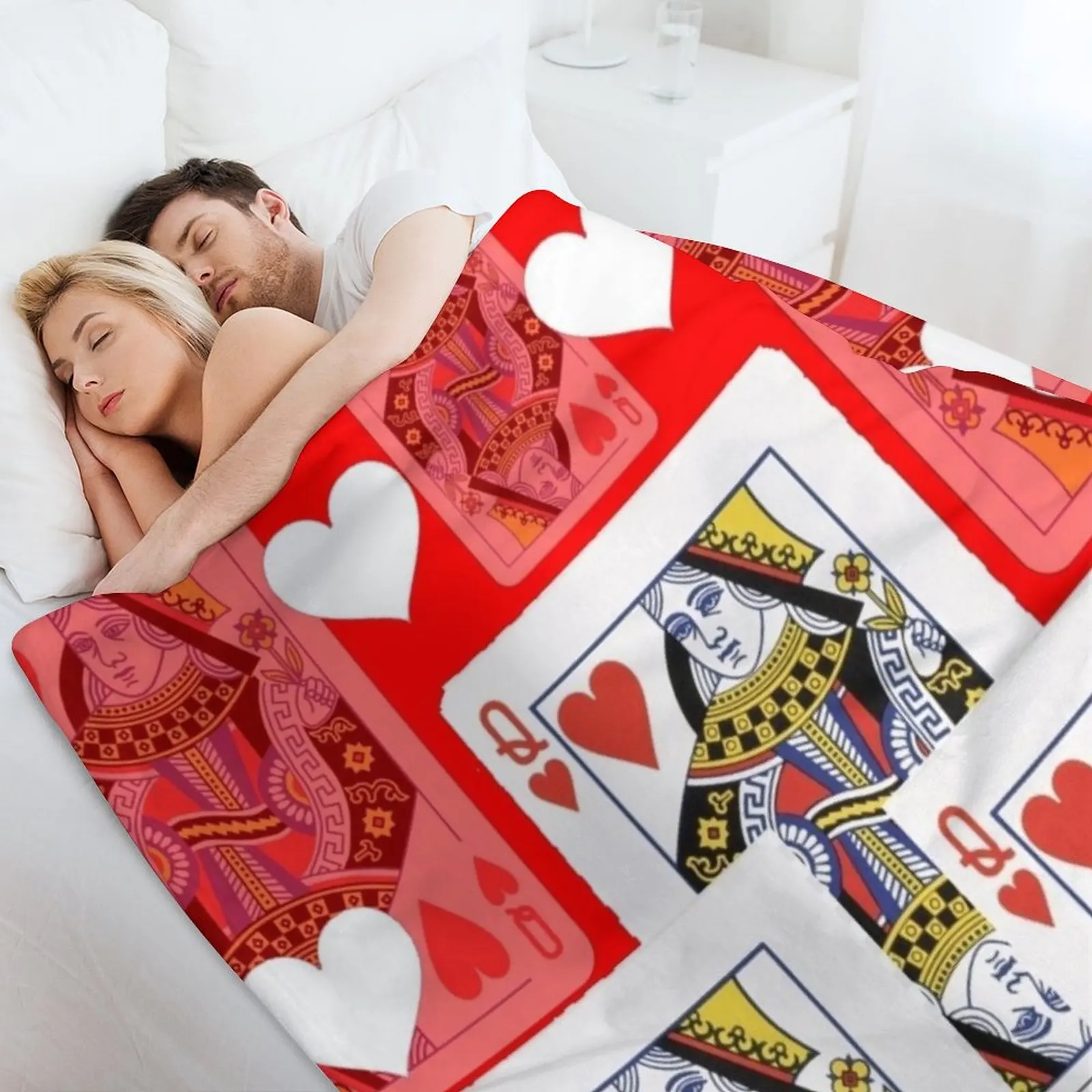 RED-WHITECASINO QUEEN HEART PLAYING CARDS Плед Волосы Летнее постельное белье Одиночные теплые