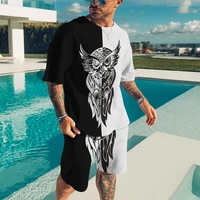summer men sets tracksuit oversized clothing for man casual sportswear short sleeve t shirt shorts outfits sets male vintage