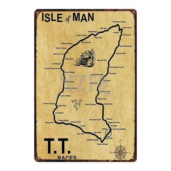

Isle Of Man TT Motorcycle Tin Signs Plaque Metal Vintage Shabby Chic Wall The Pub Bar Shop Garage Home Decoration DU-3770A