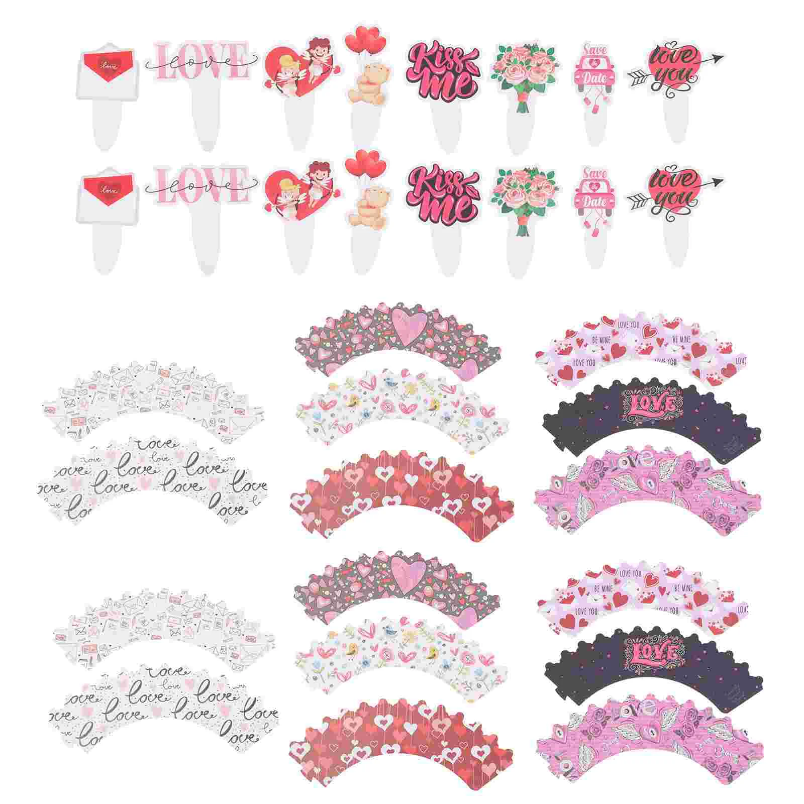 

Valentineday Cake Cupcake Picks Valentines Rim Aniversary Love Happy Decor Wrappers Decoration Cup Appetizer Accessories Favor