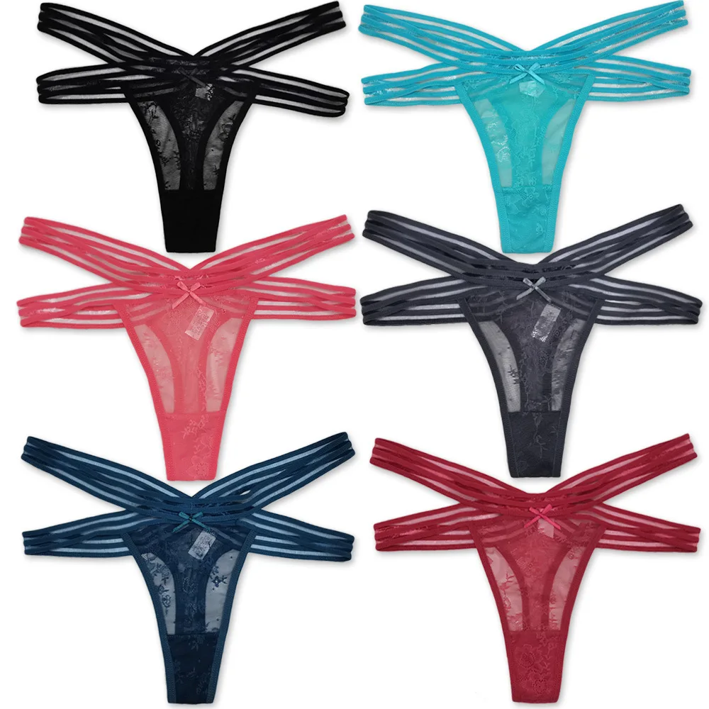 

12Pcs/Lot Full Lace Sexy Hot Thongs Panties Women Panty Transparent Underwear Fashion Hollow Erotic Lingerie Mesh G-string New