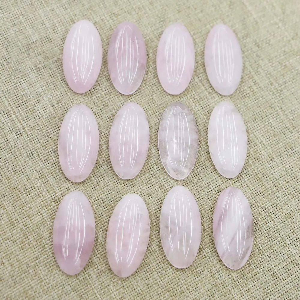 Reiki Natural British Pink Rose Jewel Crystal Oval Ring Surface Patch Beads Decorative Jewelry Accessories Wholesale 20Pieces