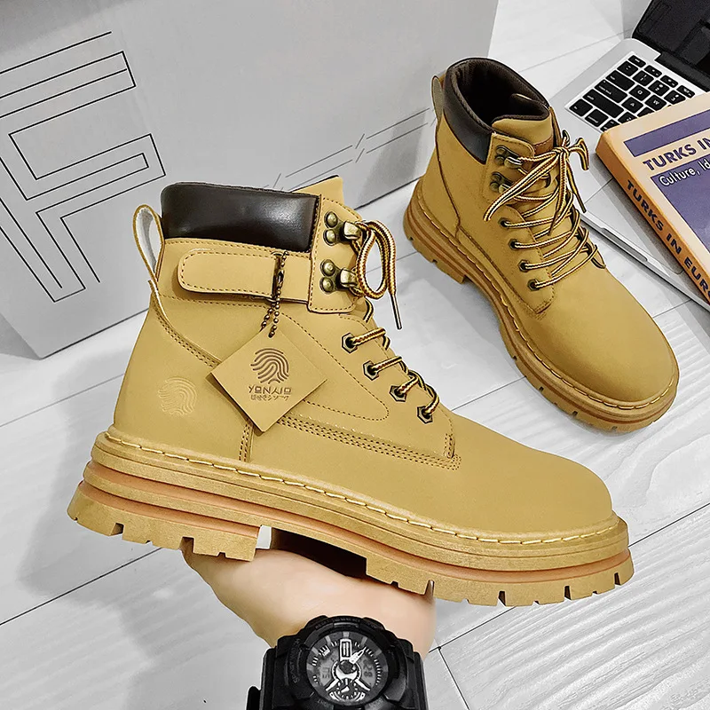 

Winter Boots Men Leather Ankle Boots Man Shoes Outdoor Military Boot Platform Leisure Snow Shoes for Men Botas Hombre