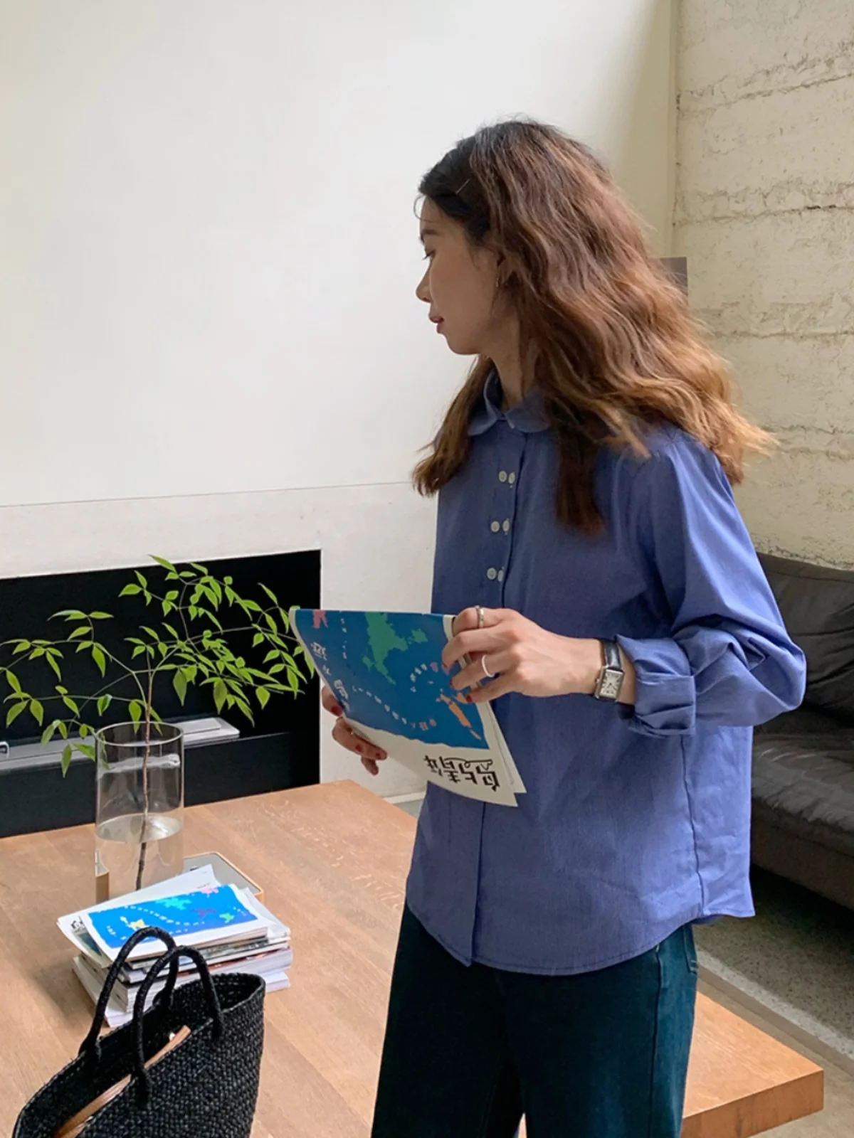 Женские двухбортные рубашки с длинными рукавами в клетку Big Blow DCN домашние