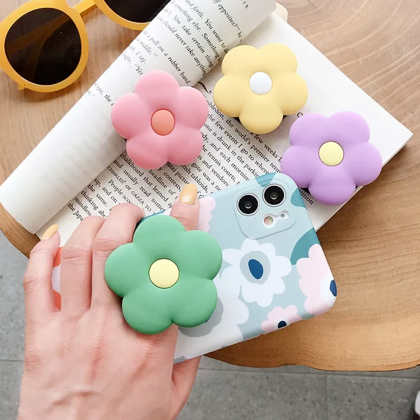 

2022NEW Cute Cat Paw Colorful Flower Phone Ring Holder Finger Ring Buckle Anti-Fall Foldable Bracket Creative Universal Phone St