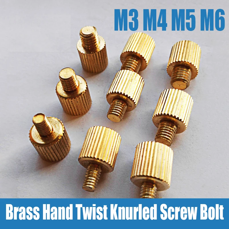 

1PCS M3 M4 M5 M6 Brass Hand Twist Knurled Screw Bolt Decoration Screw Knurled Thumb Screw Hand Tighten Thumb Screw