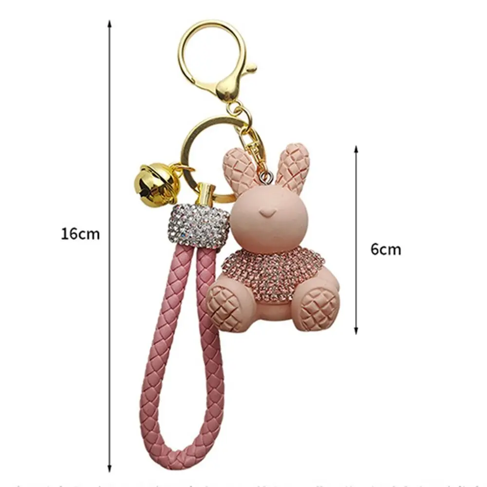 Брелок для ключей с милым кроликом и шипами со стразами тканая веревка нежная