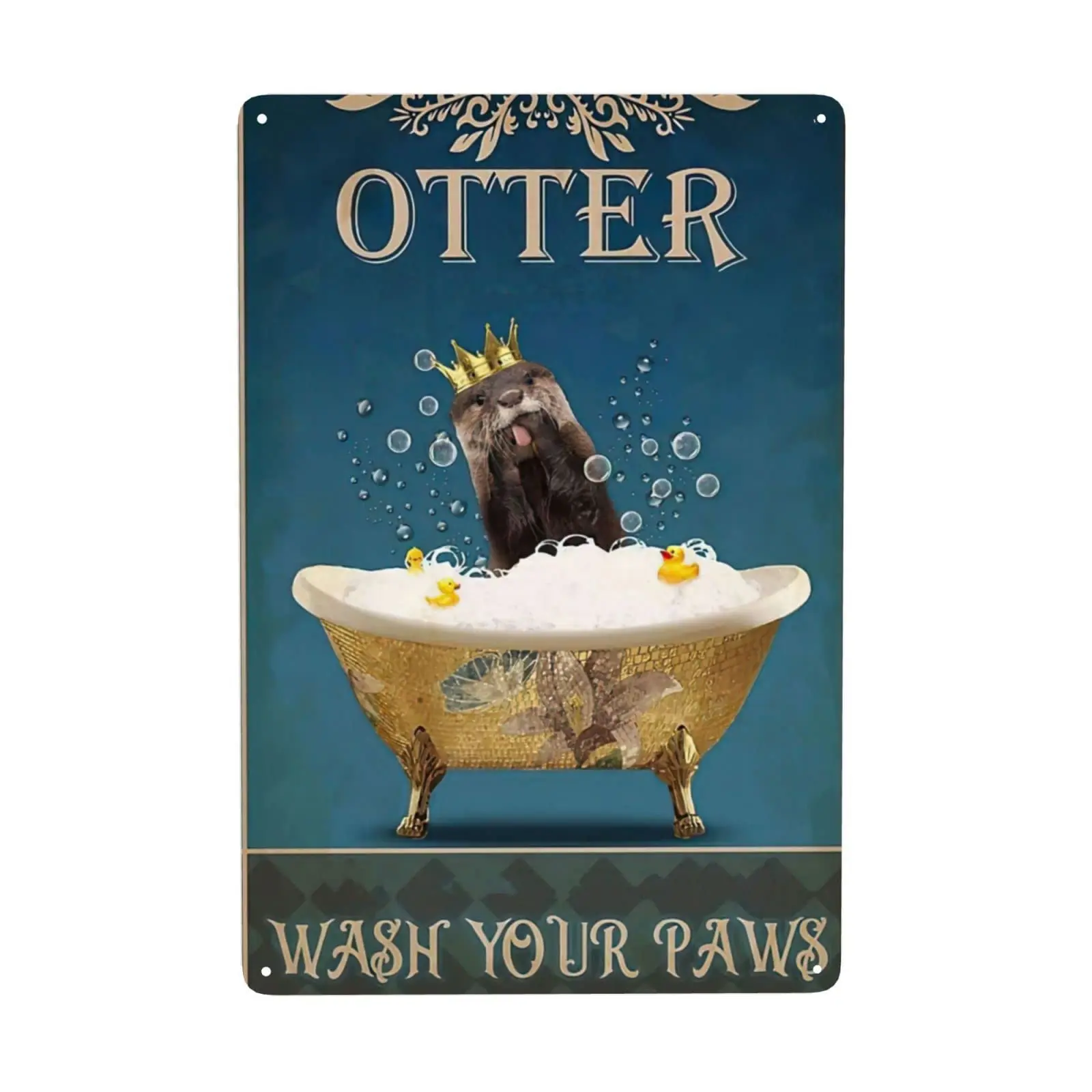 

Otter Wash Your Paws Bathroom Vintage Metal Sign Wall Decor Bar Club Home Coffee Shop Wall Decoration 12x18 Inches