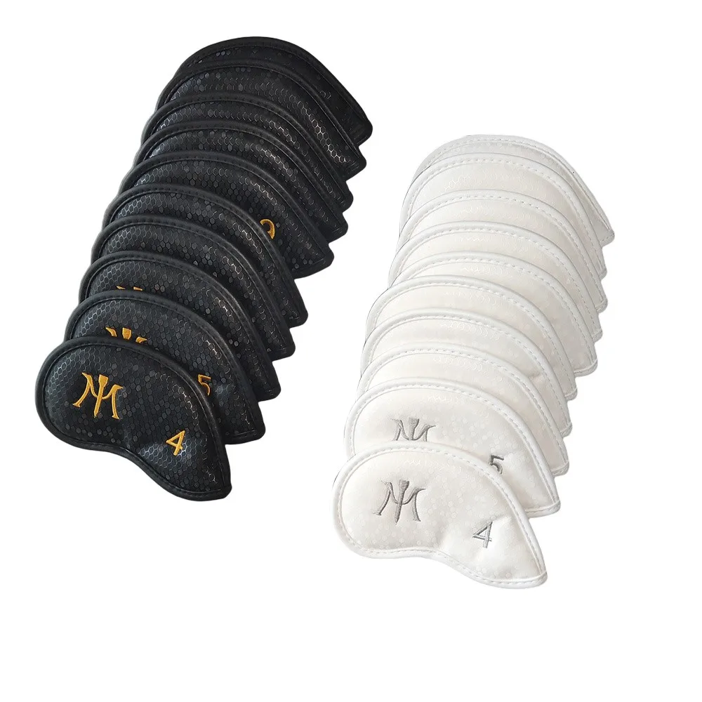 M Golf Iron Covers 10PCS SET Black White Honeycomb 3D Durable Material Quality Workmanship Golf Club Headcovers