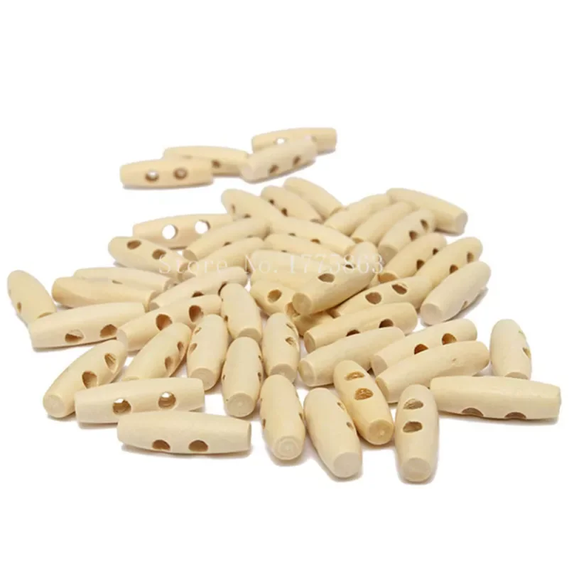 

50Pcs Wooden Toggle 2 holes Duffle Coat Toggle Buttons , for Sewing, Crafts, Jewellery making 30MM 7NK141