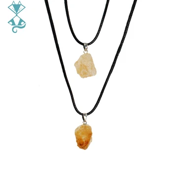 Natural Citrine Pendant For Women Citrine Raw Stone Necklace For Men Yellow Crystal Necklaces Gift Natural Crystal Jewelry Gift