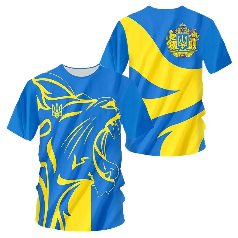 Unisex 2022 Summer Ukraine Tshirt For Men 3d Print Flag For Ukraine Casual Wear Ovrsize Football Shirt Fashion Oversize Print