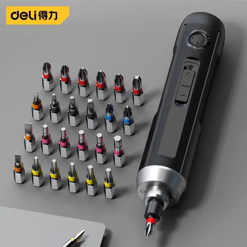 Deli Electric Screwdriver 3.6V Home DIY 5 Gear Lithium Battery Straight Handle Screwdriver Installation Maintenance Power Tools