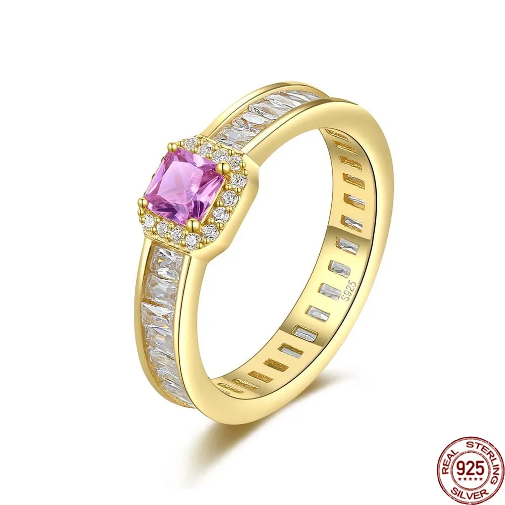 

BABIQU Square Topaz Gemstone Engagement Promise Rings for Women Fine Jewelry Fashion Full Cz Silver Eternity Wedding Bands Gifts