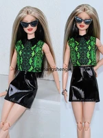 green 11 5 doll outfits set for barbie clothes for barbie doll clothing shirt top leather skirt 16 dolls accessories kids toy