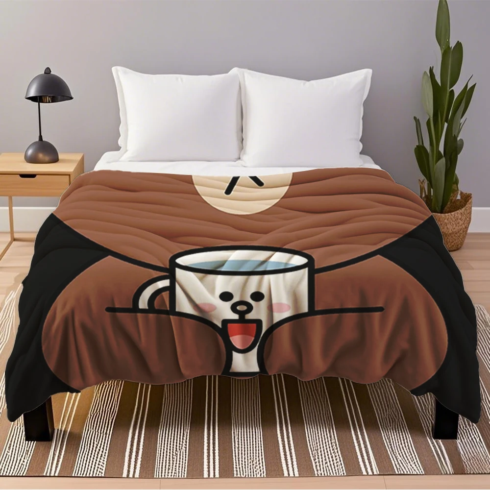 Cool Cute Brown Bear and Cony Blanket colchas matrimoniales - kuscheldecke narzuta na kanapę и sofa cama