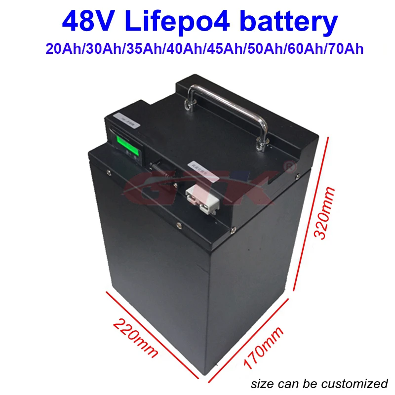 

GTK 48V 20Ah 30Ah 35Ah 40Ah 45ah 50ah 60ah 70Ah Lifepo4 Lithium Battery for Golf Cart Ebike Scooter Bicycle Snowbike+Charger