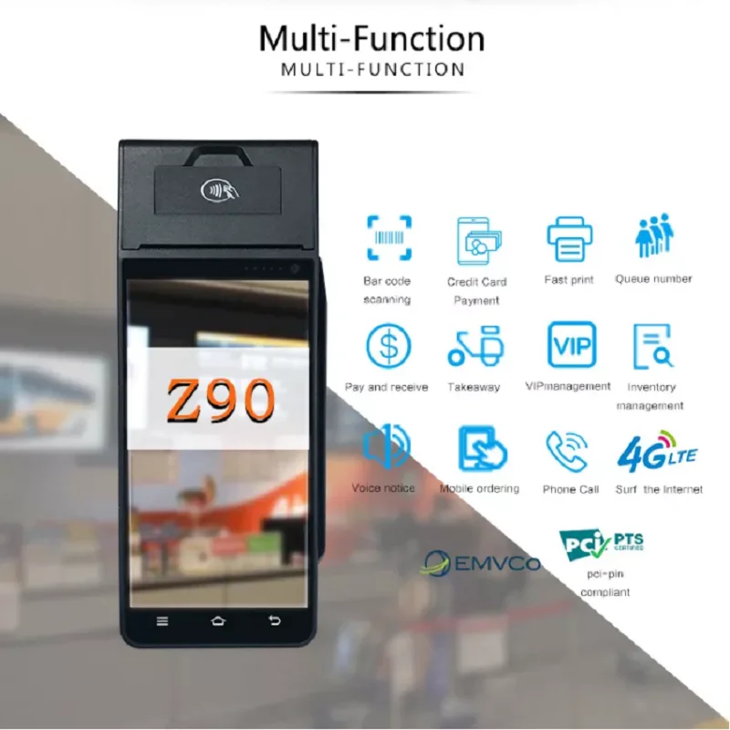 4G 2 + 16 ГБ ANDROID 7 1 POS EMV терминал оплаты с 58 мм чековым принтером биометрический