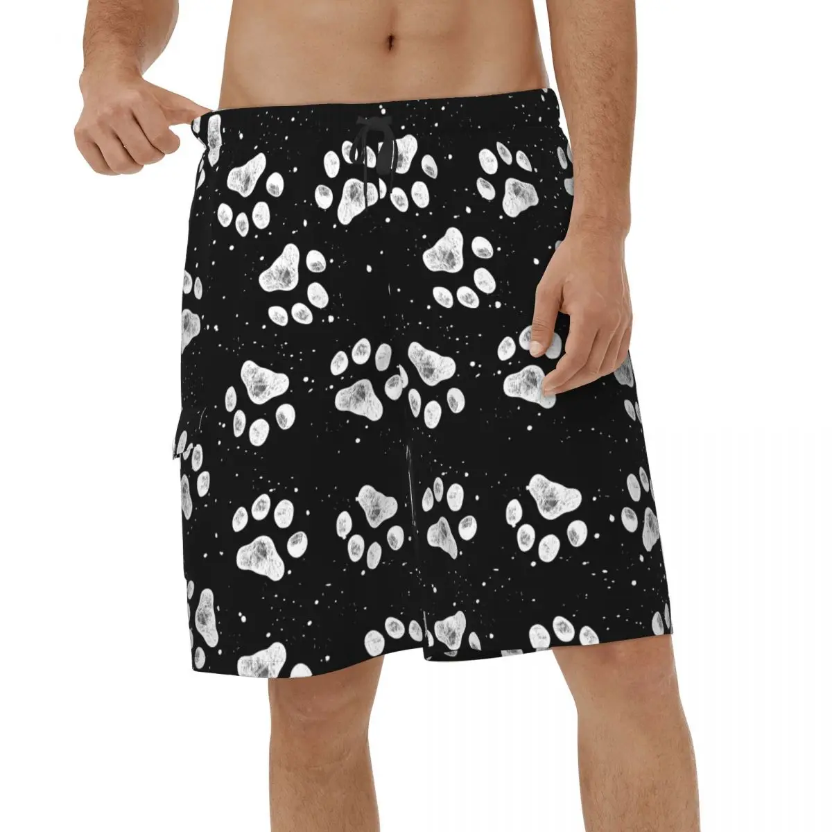 

Cute Animal Paw Pattern Shorts Summer Mens Swimwear Beach Male Beachwear